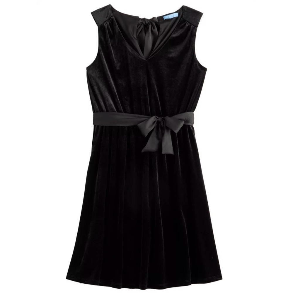 Draper James RSVP XXL Black Velvet Bow Back Dress Pockets Holiday Cocktail LBD